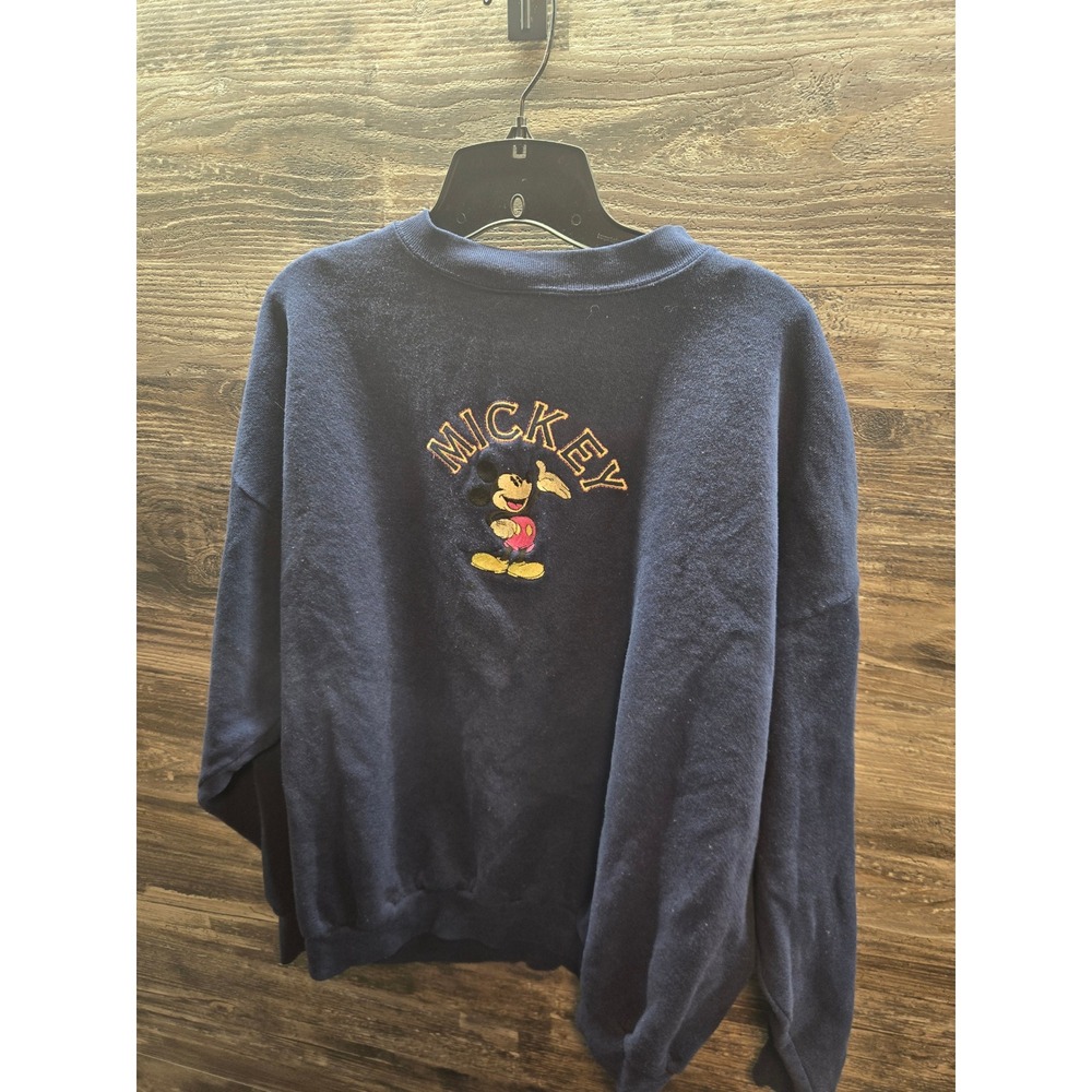 Vintage Mickey &‎ Co Disney Sweatshirt XL Navy Blue Embroidered Made in USA 80s